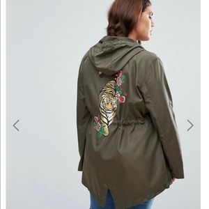 Brave Soul Plus Festival Parka with Tiger Print